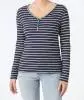 Gestreiftes Langarmshirt Janina, V-Ausschnitt