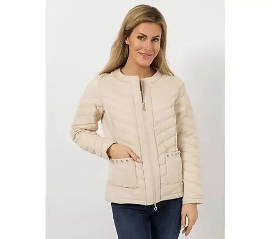 DINE 'N' DANCE Steppjacke 2-Wege-Zipper Schmucksteine figurumspielend