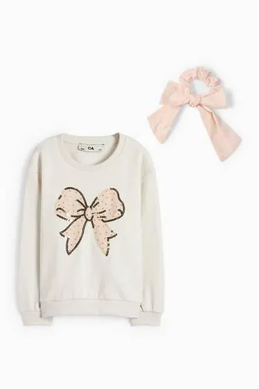 Bow - set - sweatshirt and scrunchie - 2 piece