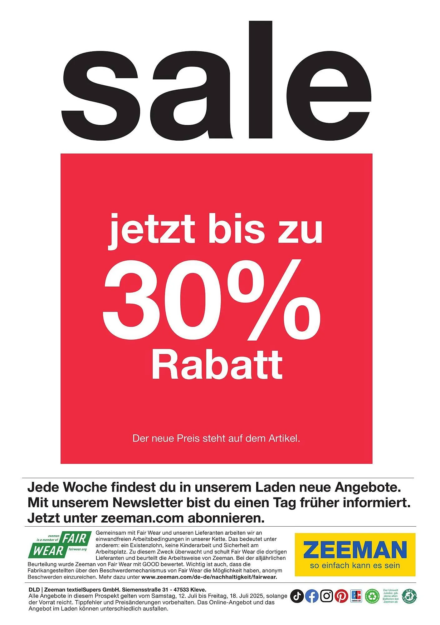 Zeeman Prospekt von 12. Juli bis 18. Juli 2025 - Prospekt seite 9