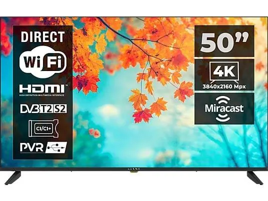 KIANO TV Elegance 50" 4K D-LED Android 11 DVB-T2 - Flachbildschirm (TFT/LCD) - 127 cm Fernseher (Flat, 50 Zoll / 127 cm, UHD 4K, SMART TV)