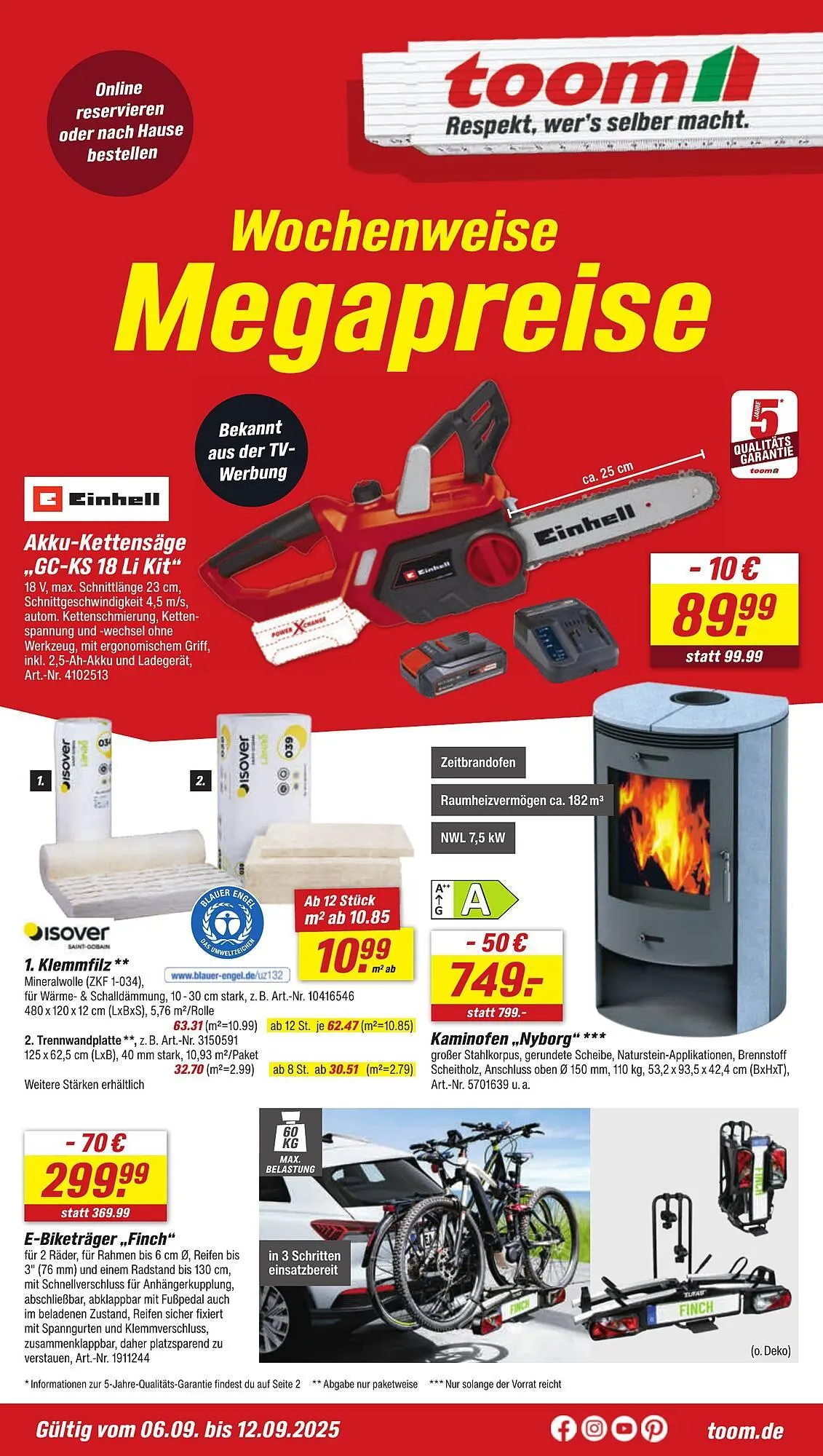 Toom Baumarkt Prospekt von 6. September bis 12. September 2025 - Prospekt seite 1