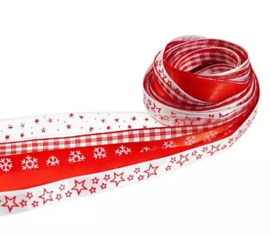 Bänderpaket "Weihnachten", rot-weiß, 10 mm, 5x 2 m