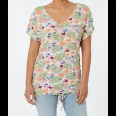 T-Shirt mit Tunnelzug Janina, V-Ausschnitt