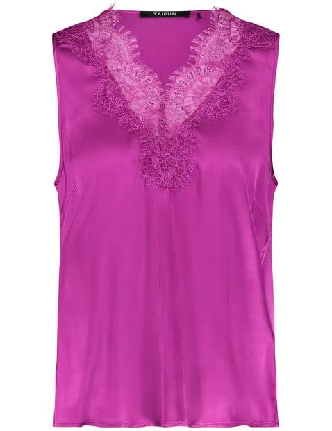 Satijnen top met kant