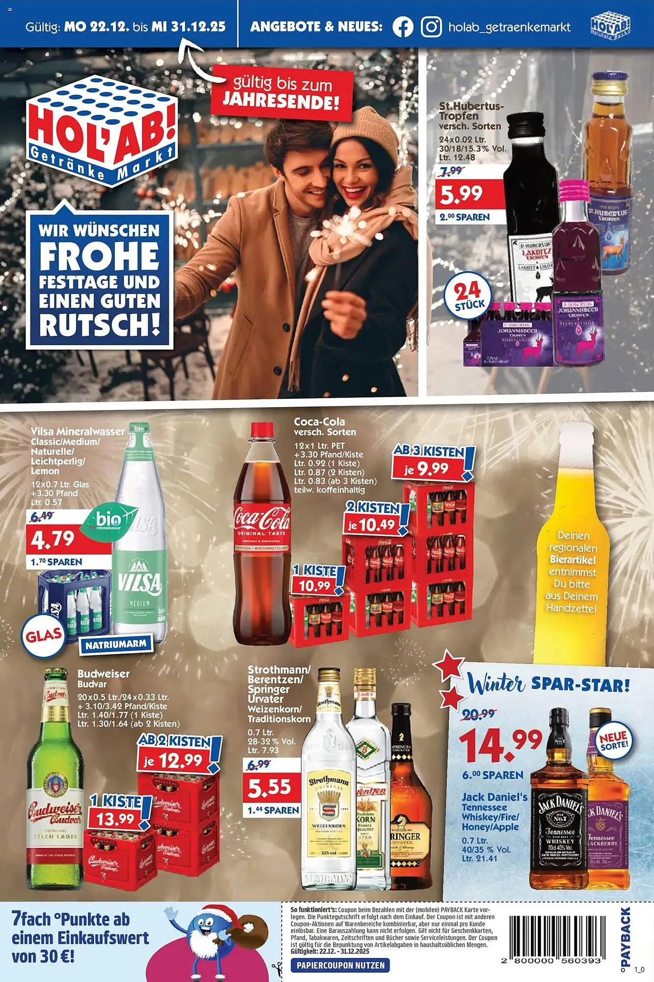 Hol'ab Getränkemarkt Prospekt von 22. Dezember bis 31. Dezember 2025 - Prospekt seite 1