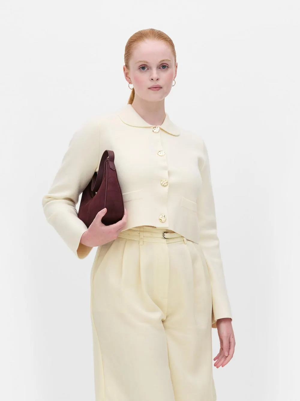 Cropped Collar Cardigan