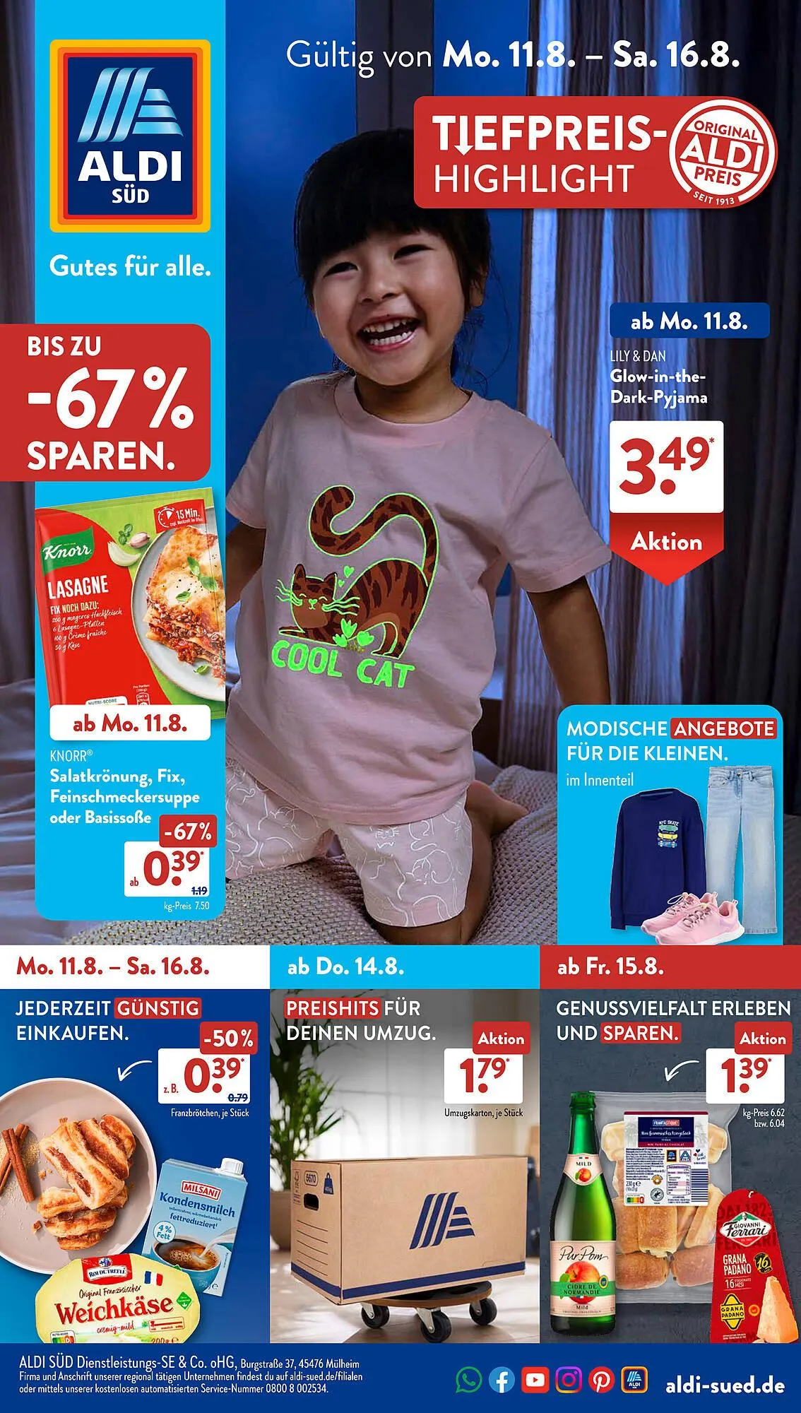 Aldi Süd Prospekt von 11. August bis 16. August 2025 - Prospekt seite 1