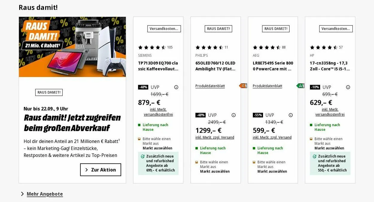 Saturn Aktueller Prospekt von 8. September bis 17. September 2025 - Prospekt seite 1