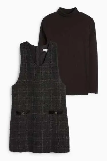 Set - turtleneck top and bouclé dress - 2 piece