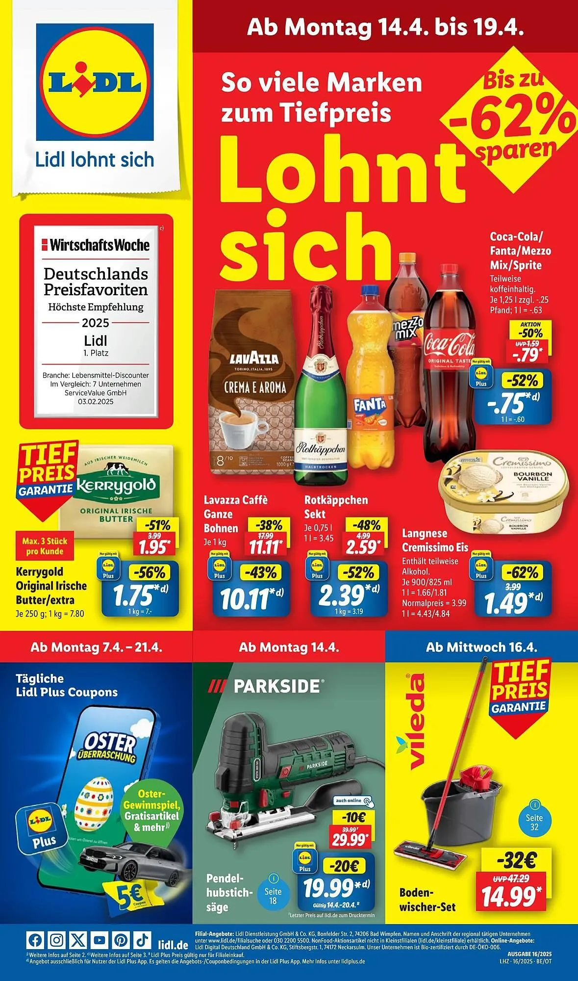 Lidl Prospekt von 14. April bis 20. April 2025 - Prospekt seite 1