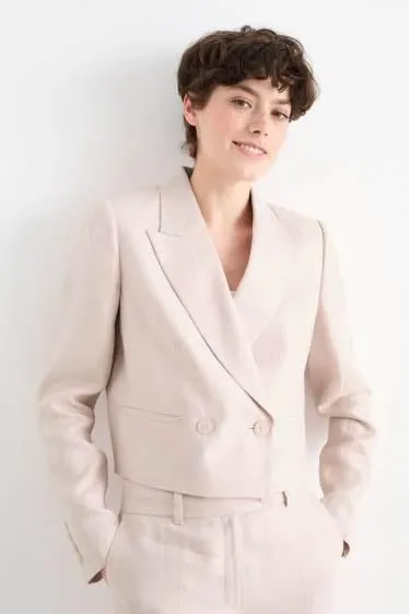 Cropped linen blazer- regular fit