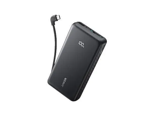 ANKER Powerbank mit USB-C Kabel (Schmal, PD), Powerbank 20000 mAh Schwarz