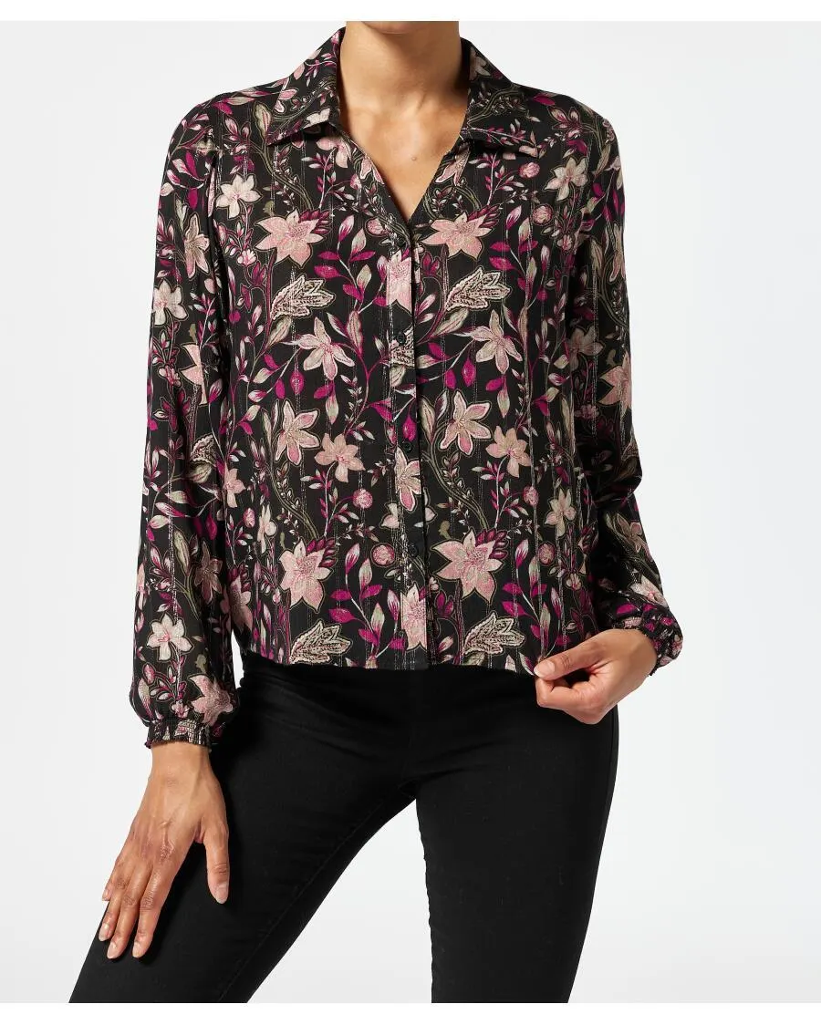 Bluse mit Blumendruck Janina, Knopfleiste