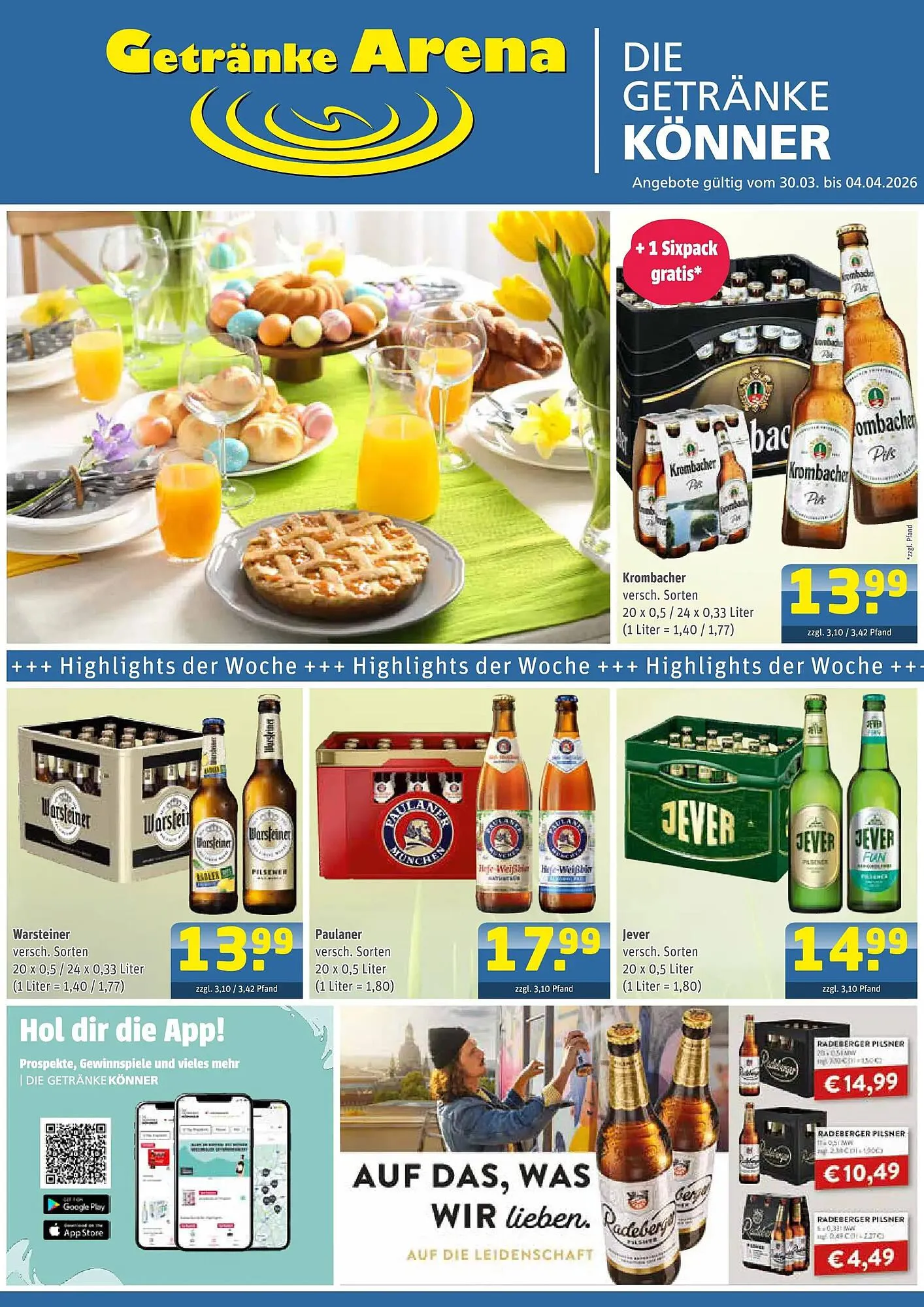 Getränke Arena Prospekt von 30. März bis 4. April 2026 - Prospekt seite 1