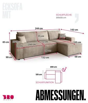 Ecksofa mit Schlaffunktion ADI