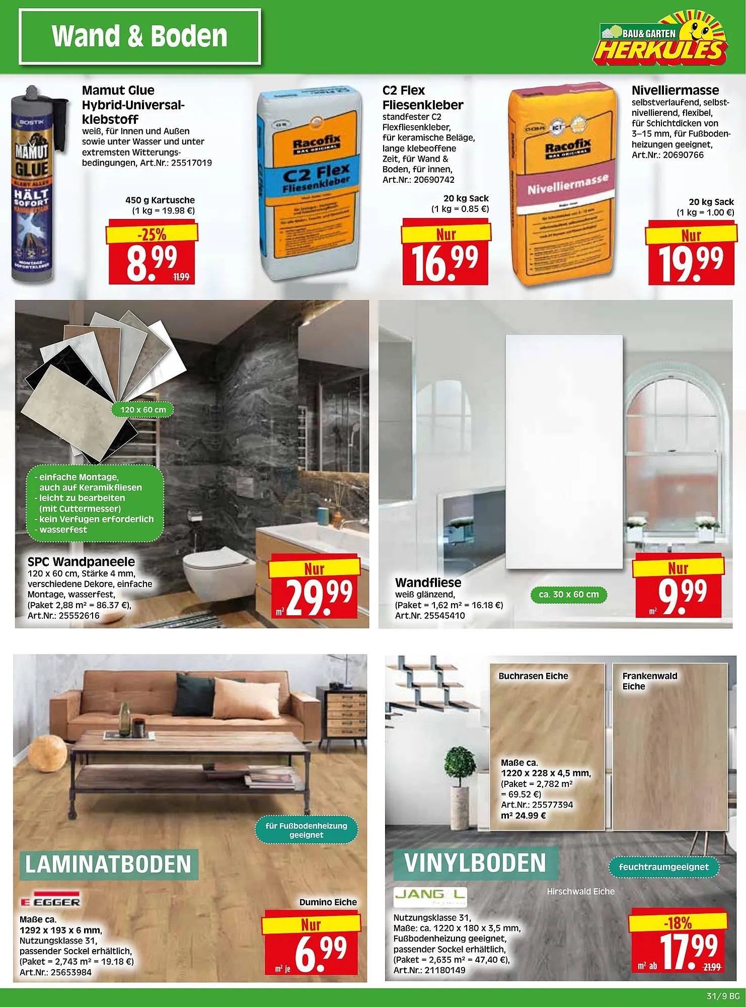 Herkules Baumarkt Prospekt von 28. Juli bis 2. August 2025 - Prospekt seite 9