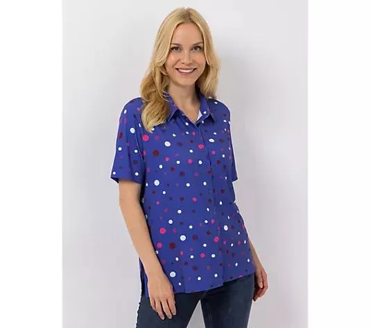 IN-PRINT Bluse 1/2-Arm Allover-Druck Knopfleiste