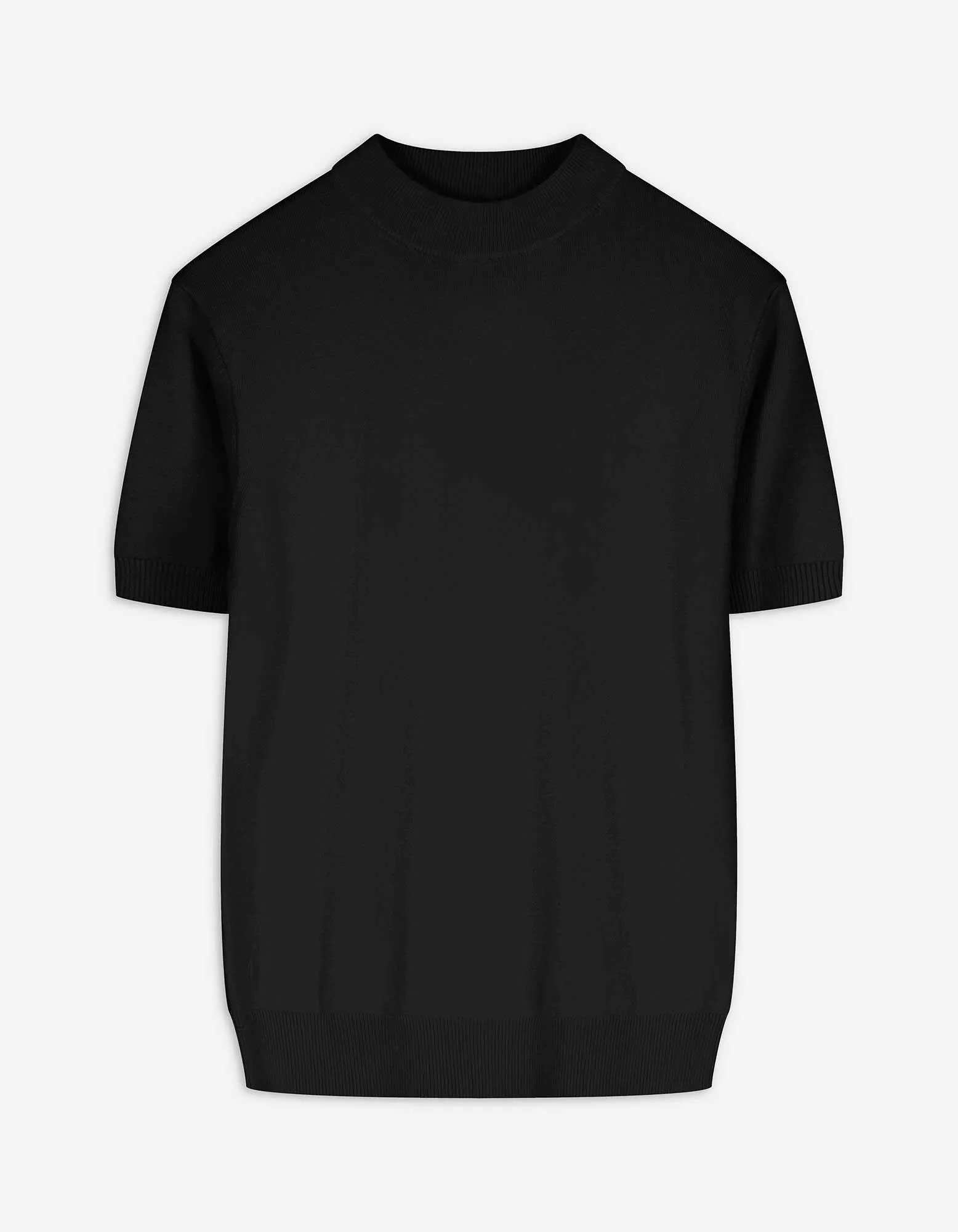 Strickshirt - Stehkragen - schwarz