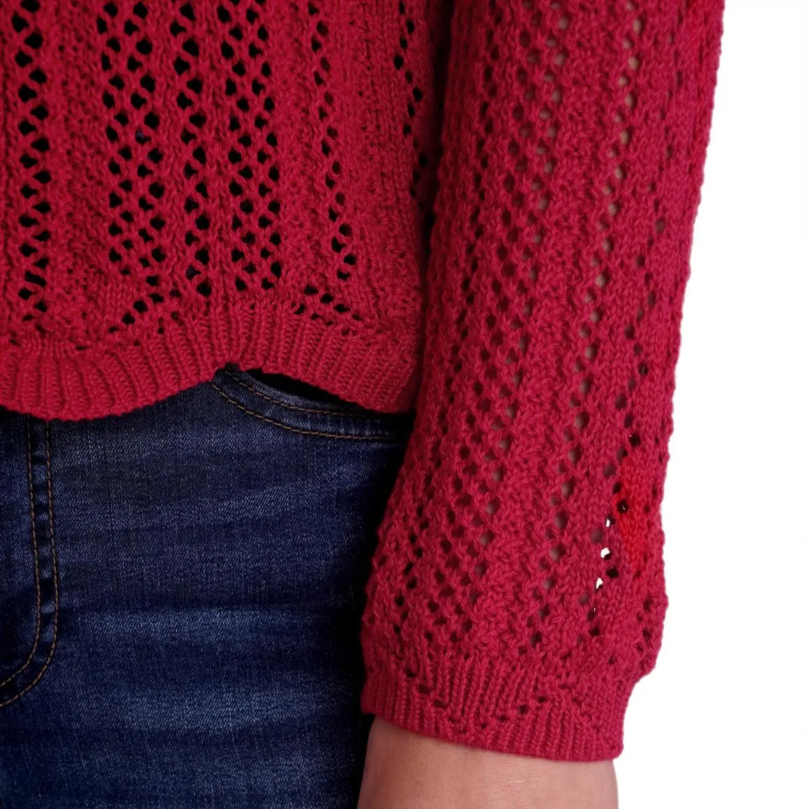 Damen Strickpullover in Häkel-Struktur