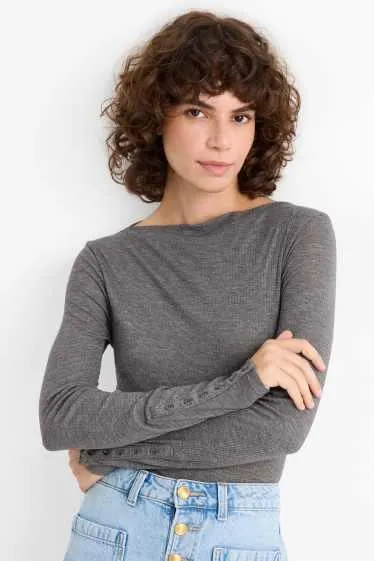 Long sleeve top - regular fit - ribbed