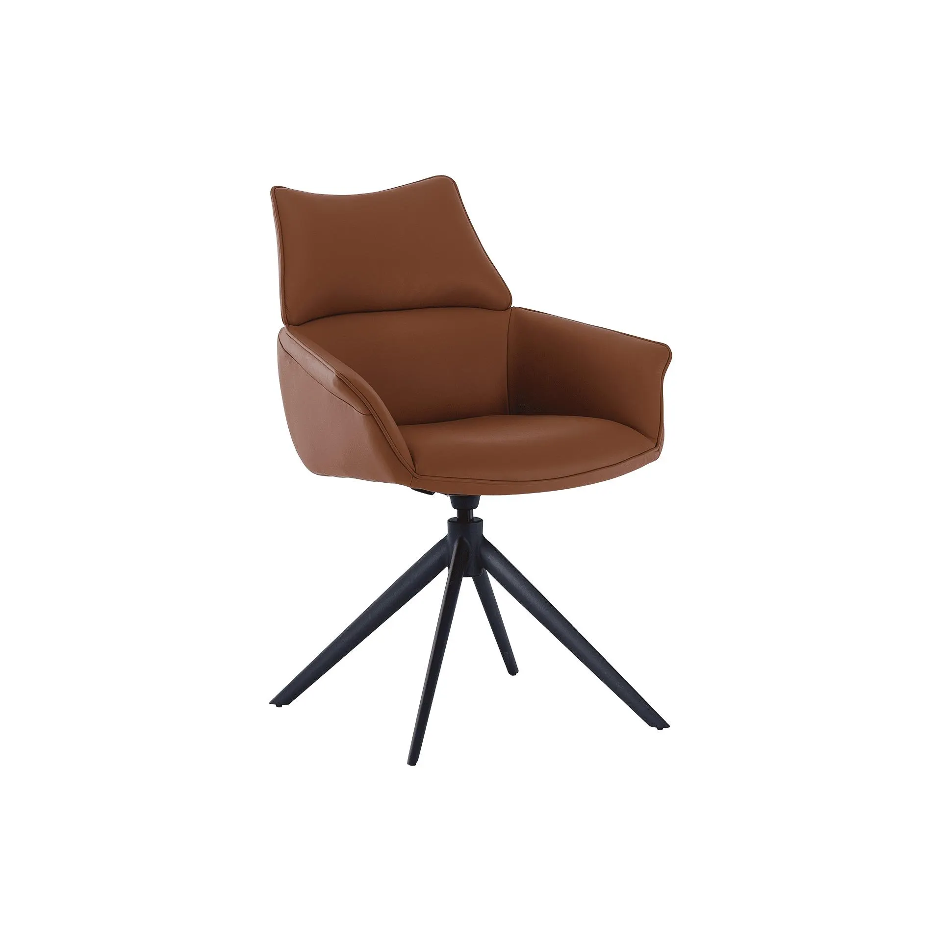 Armlehnstuhl Claire Gestell Schwarz Bezug Leder Cognac