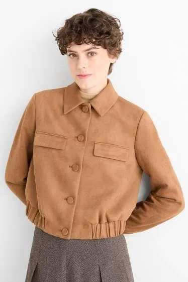 Cropped blazer - faux suede