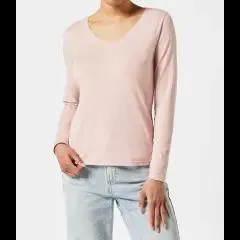 Basic Langarmshirt Janina, V-Ausschnitt
