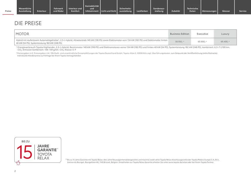 Toyota Highlander von 11. Mai bis 11. Mai 2025 - Prospekt seite 2