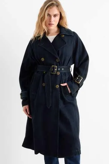 Denim trench coat