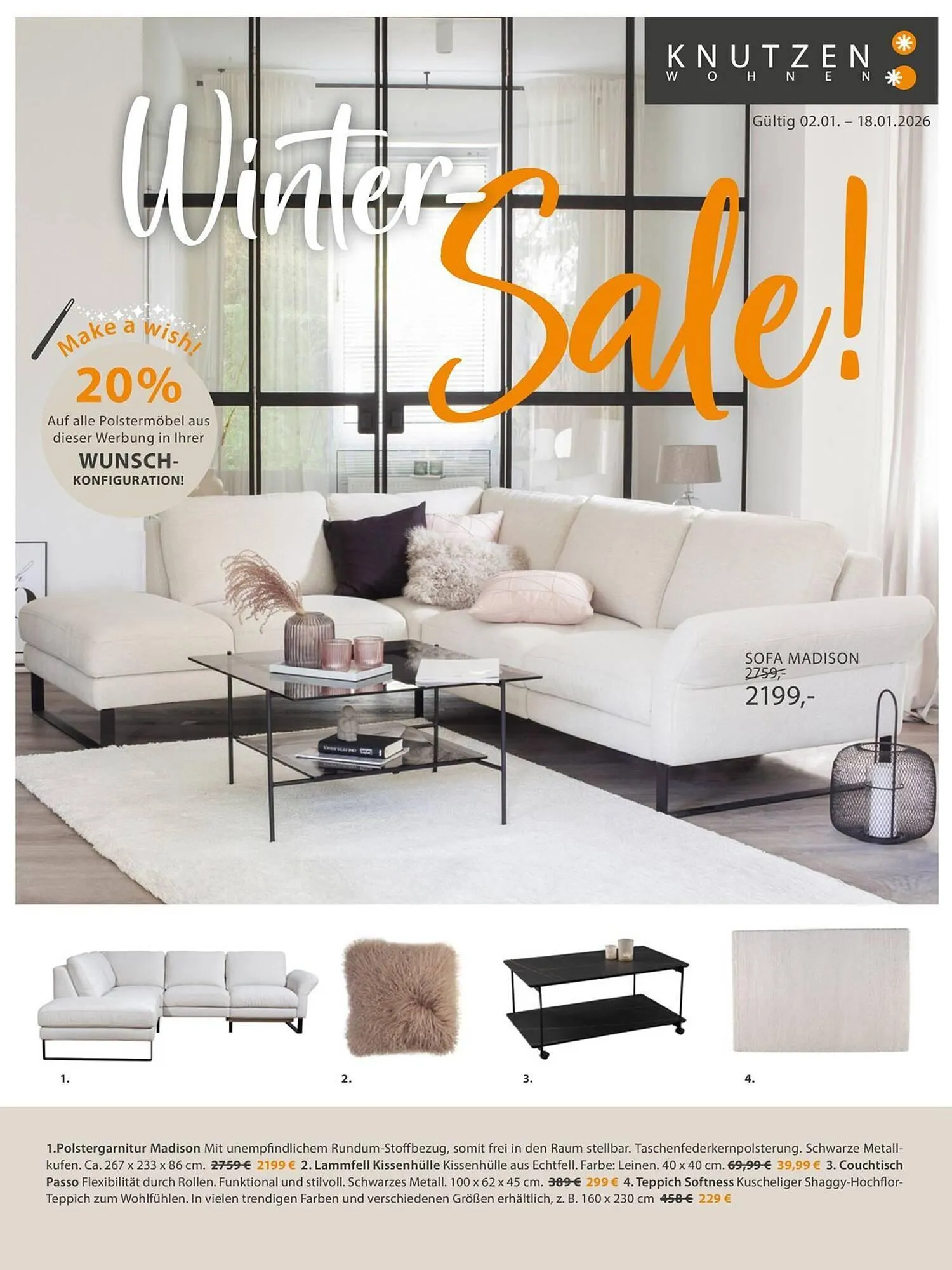 Knutzen Wohnen Prospekt von 13. Januar bis 18. Januar 2026 - Prospekt seite 1