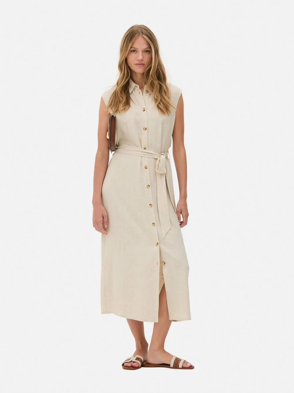 Midi-Blusenkleid mit Gürtel