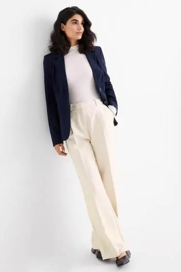 Business trousers - high waist - relaxed fit - textured