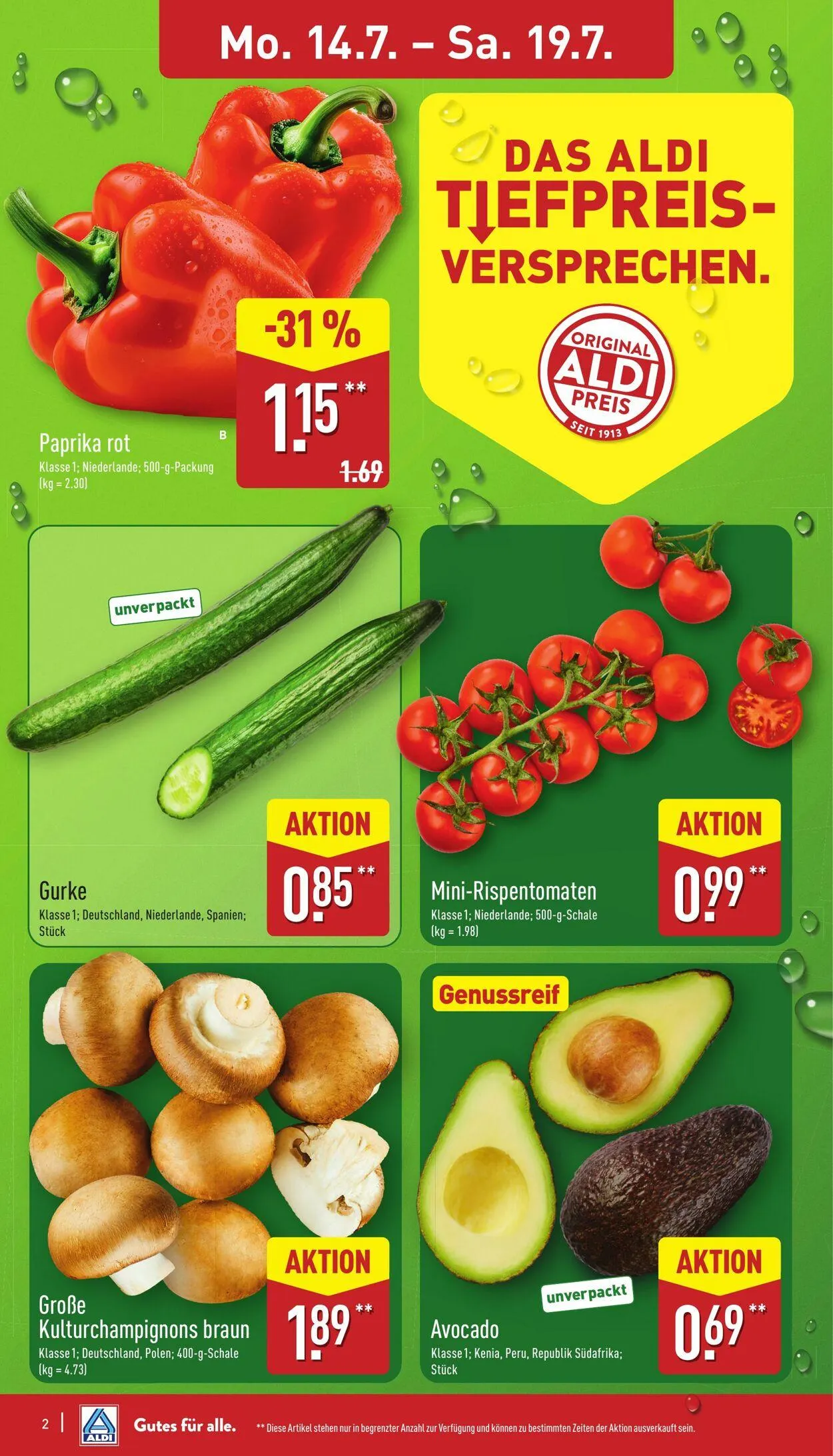 Aldi-Nord von 14. Juli bis 19. Juli 2025 - Prospekt seite 2