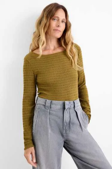 Long sleeve top - regular fit - smocked