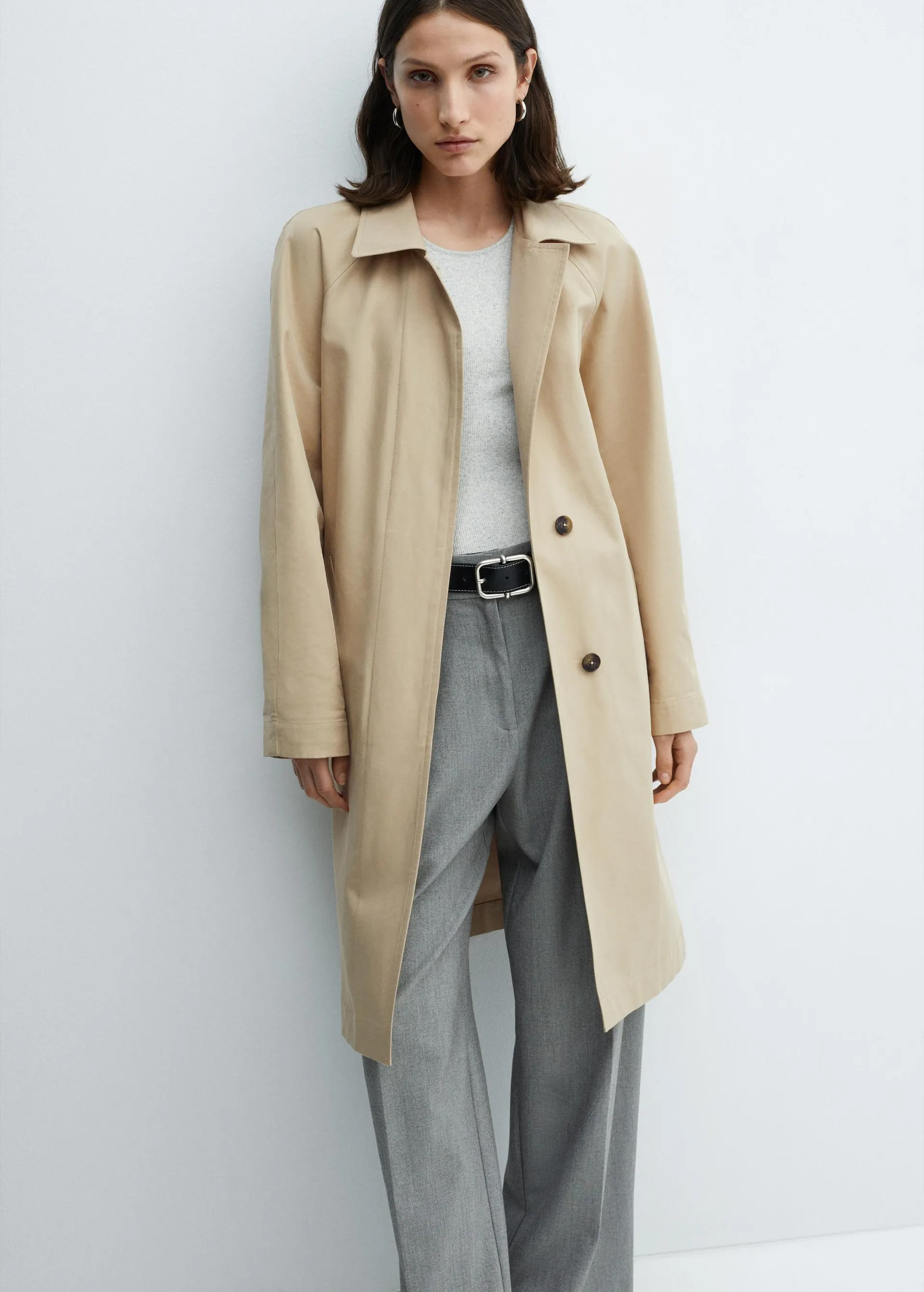 Trench algodón cinturón