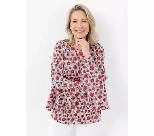 KILIAN KERNER SENSES Blusenshirt, Langarm Volant-Ärmelsaum Seitenschlitze figurumspielend