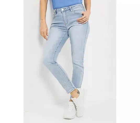 STEFFEN SCHRAUT Jeanshose knöchellang Strass-Details sehr schmales Bein