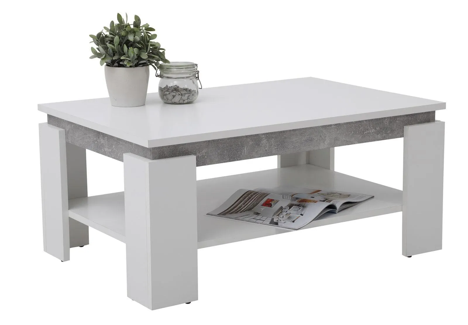 Couchtisch TIM II 90 x 60 cm weiß /Betonoptik