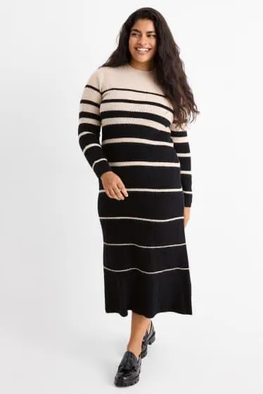 Fit & flare dress - ribbed - striped