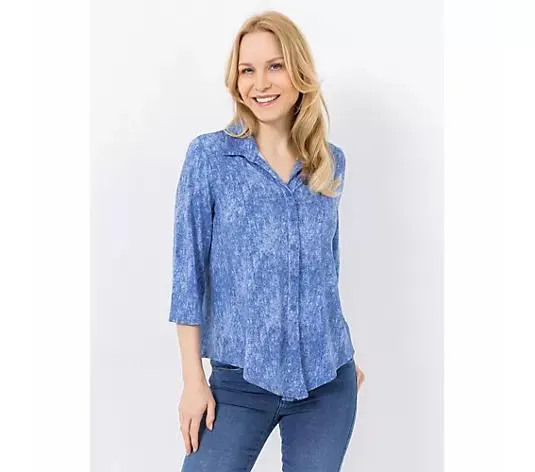 KIM & CO. Shirt, 3/4-Arm Brazil Knit Jersey Knopfleiste figurumspielend