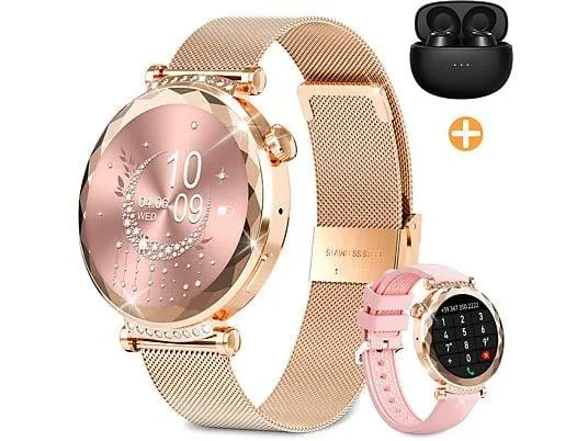 RAYOFI HK88 Smartwatch Silikon/Metall, 240 mm, Roségold/Silber