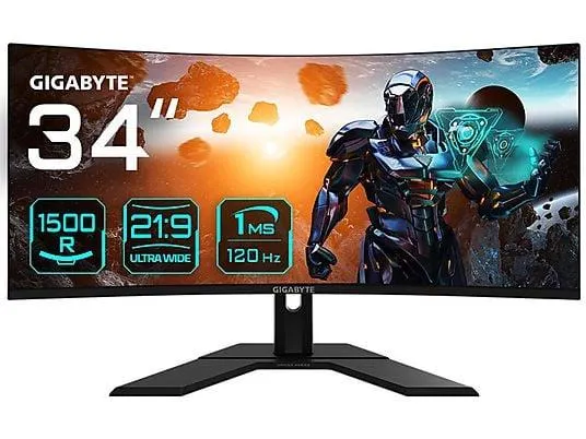 GIGABYTE GS34WQC 34 Zoll WQHD Gaming Monitor (1 ms Reaktionszeit , 120 Hz (OC 135Hz) , 60 Hz nativ)