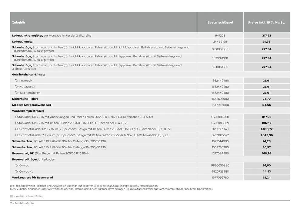 Opel Neuer Combo von 8. Juni bis 8. Juni 2025 - Prospekt seite 13
