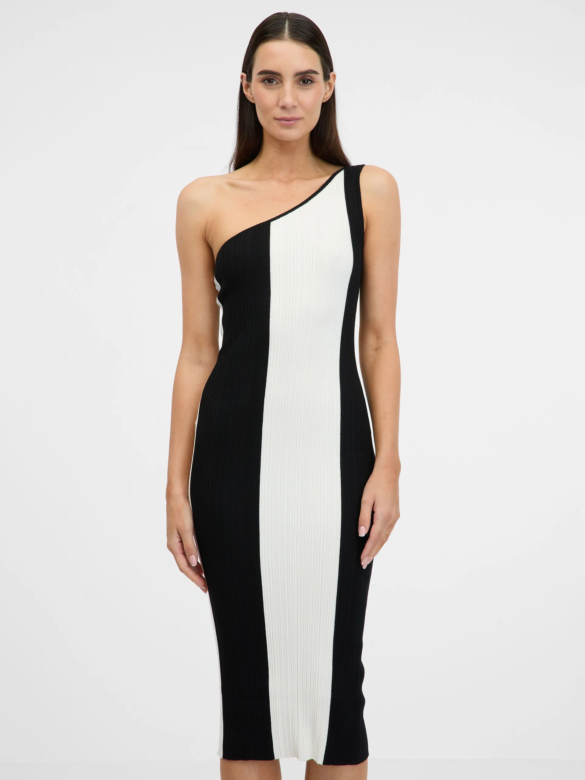 Schwarz-weißes Damen-Midikleid ORSAY