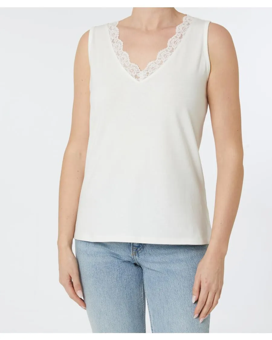 Top mit Spitze Janina, V-Ausschnitt
