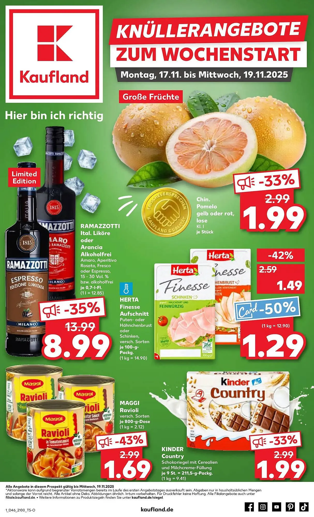 Kaufland Prospekt von 16. November bis 19. November 2025 - Prospekt seite 1