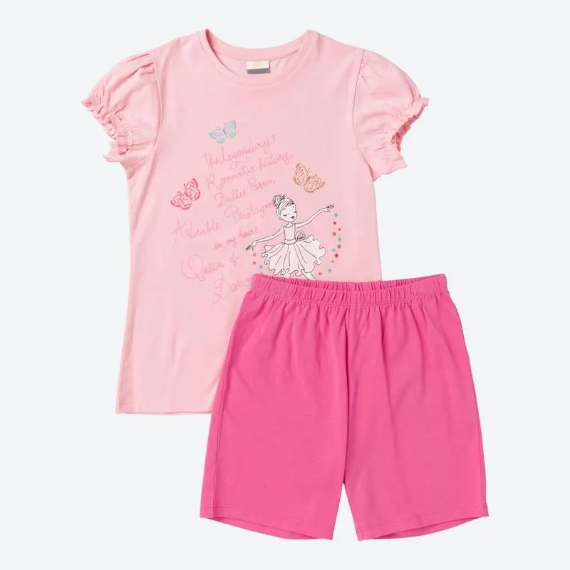 Mädchen-Shorty mit Aufdruck, 2-teilig