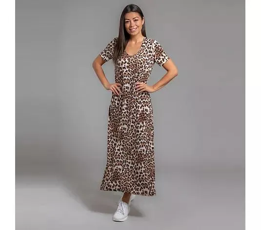 KIM & CO. Maxi-Kleid, 1/2-Arm Brazil Knit Jersey V-Ausschnitt gemustert