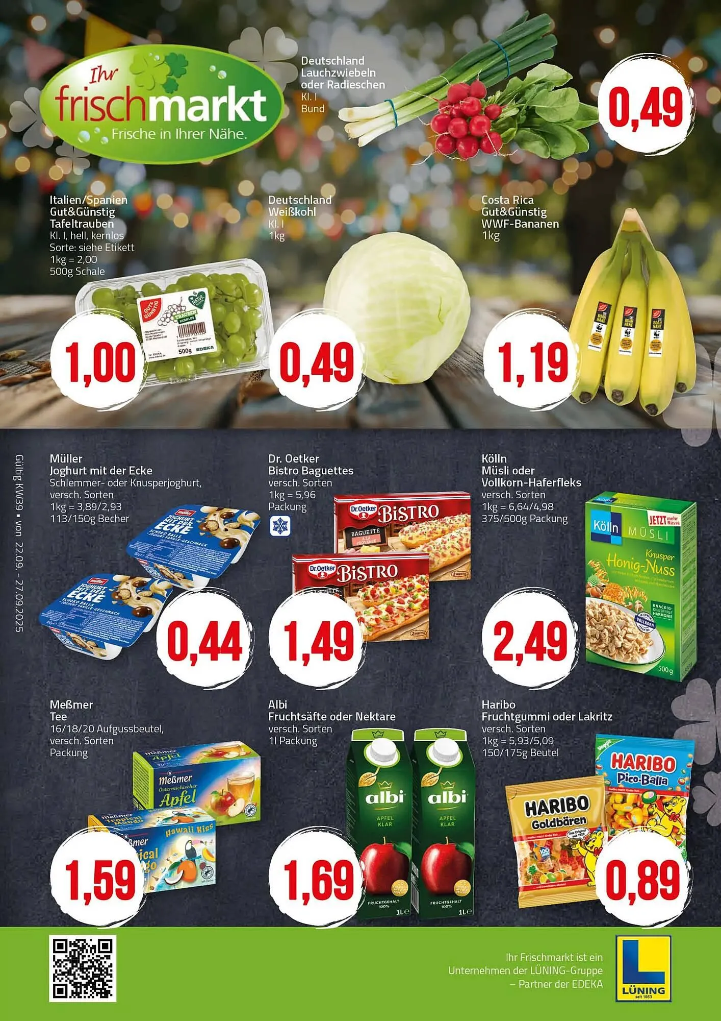Ihr Frischmarkt Prospekt von 22. September bis 27. September 2025 - Prospekt seite 1